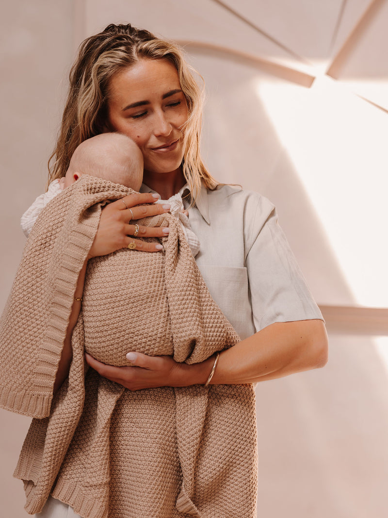 Couverture en Tricot Camel