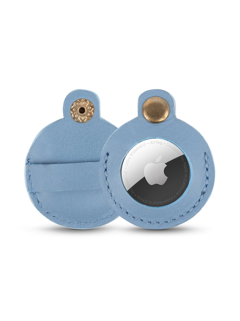 Funda de cuero azul para AirTag