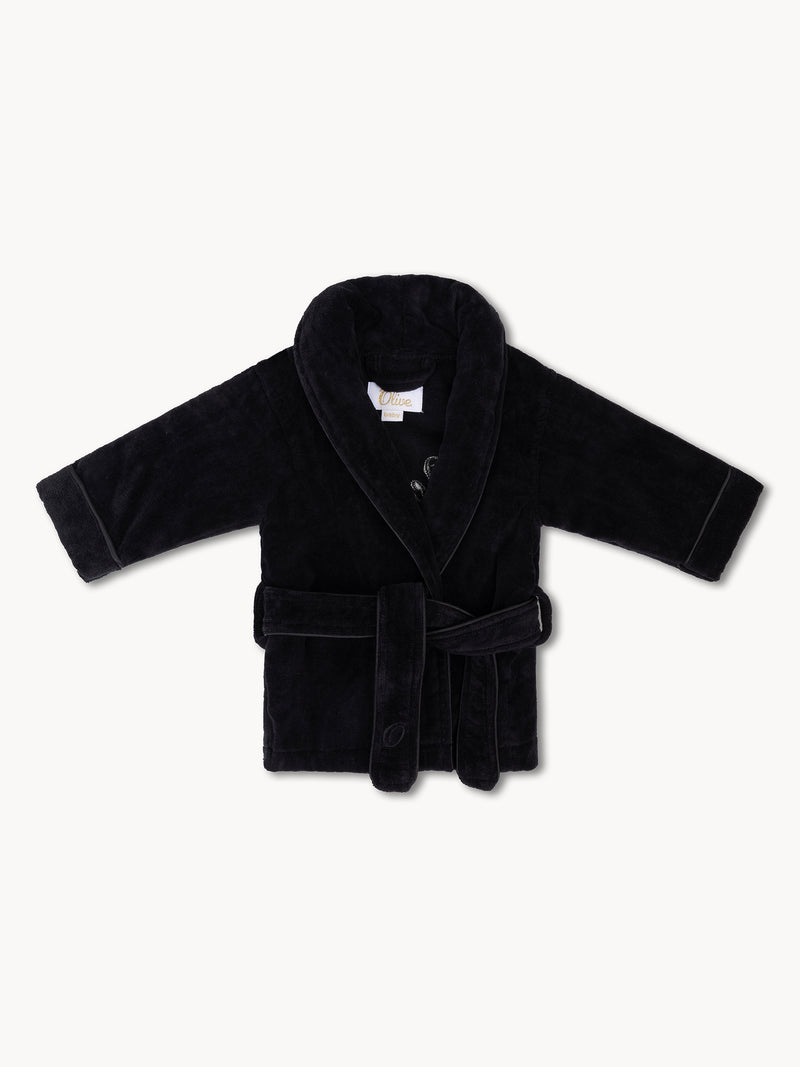 Baumwoll-Kinderbademantel Midnight Black