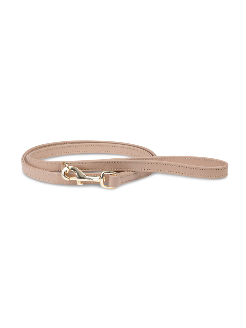 Correa de cuero beige para perro
