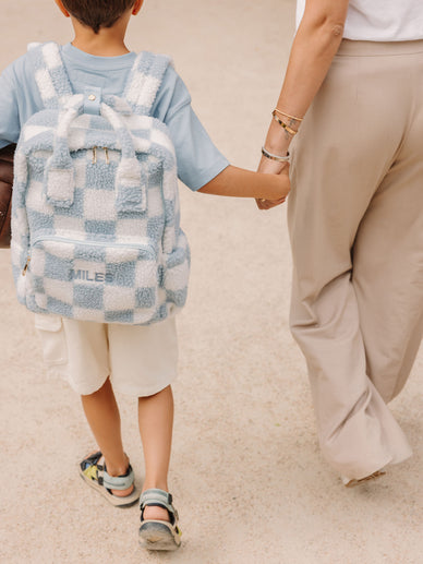 Mochila Grande Cuadros Azul