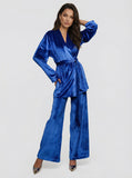 Pyjama Suit Velvet Cobalt Blue