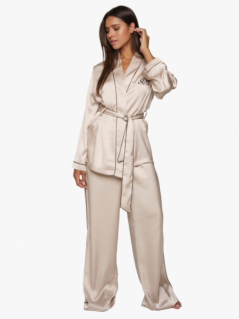 Pijama Satén Crema