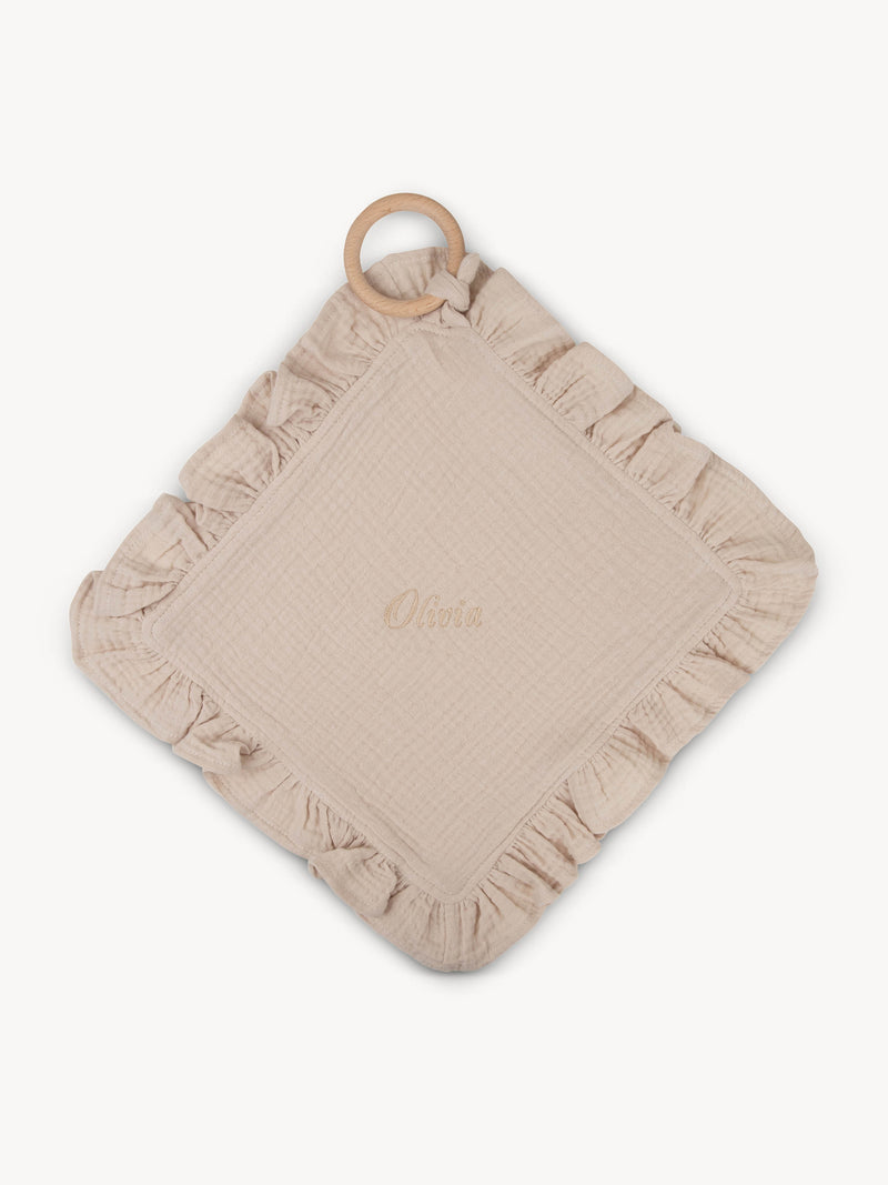 Mull-Schnullertuch Rüschen Beige