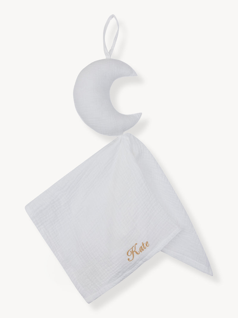 Attache tétine Mousseline Hydrophile Moon Blanc