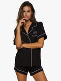 Pyjama Modal Black White Piping
