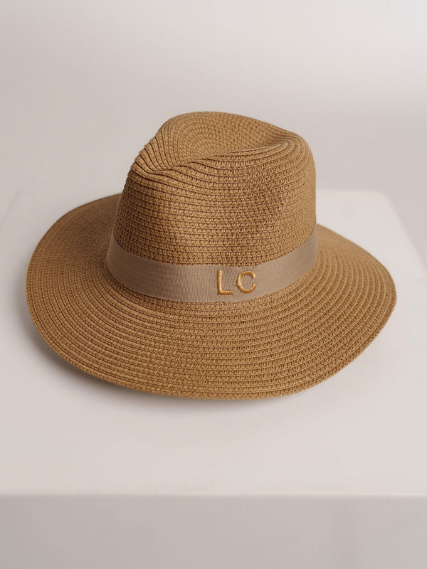 Sombrero de Paja De Lujo Marrón Con Correa Beige