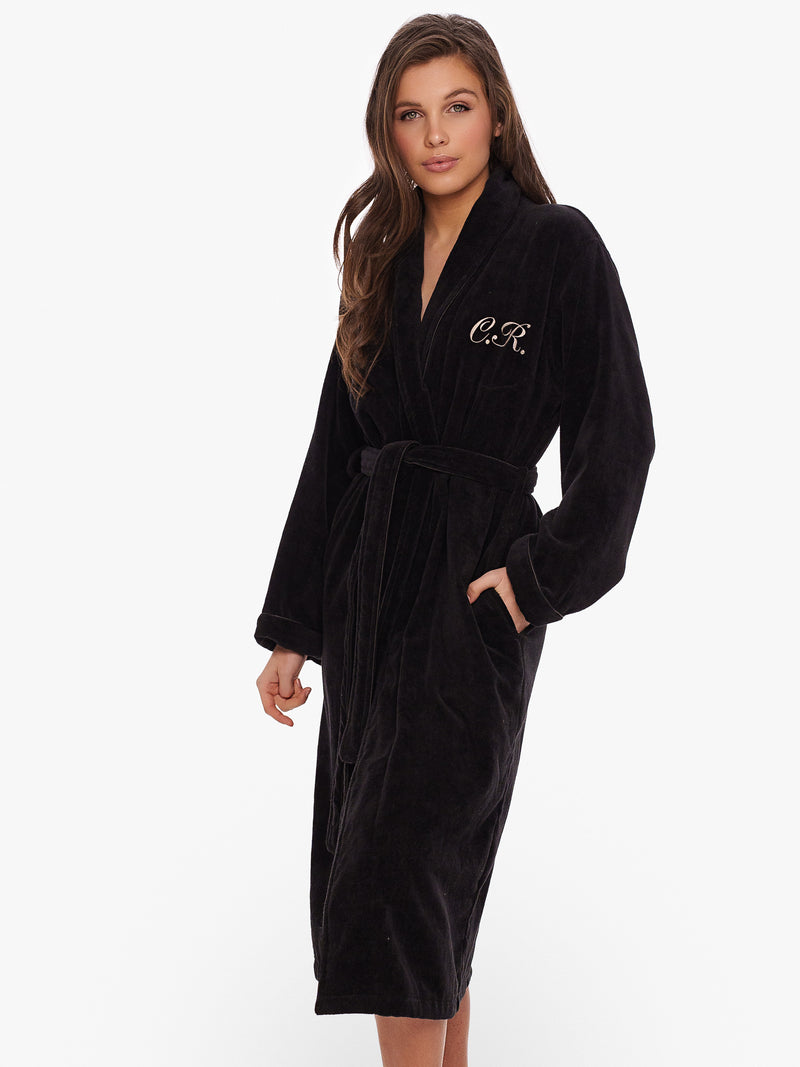 Baumwoll-Bademantel Midnight Black